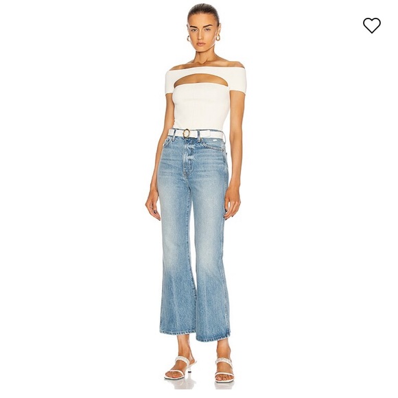 NWT  Khaite Gabbie Blue Denim Flare Jeans - Picture 1 of 9